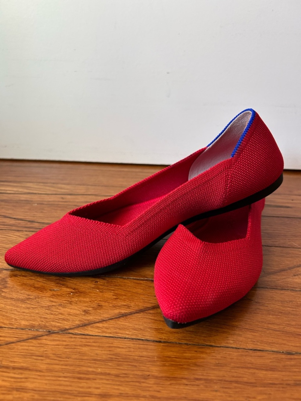 Pointed Toe Red Knit Flats- Rothy's - Picture 2 of 4
